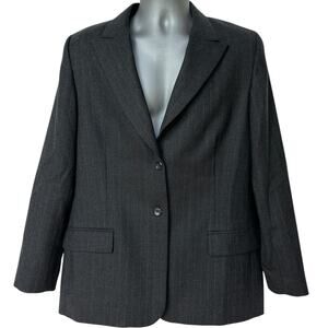 Vintage Pendleton Blazer Gray Red White Pinstriped Wool Jacket Women's Size 12